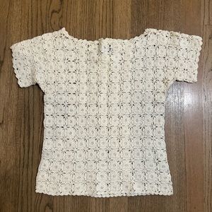 Vintage SK Imports Hand Crocheted Ivory Shirt-Size Small